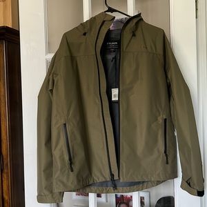 Woman’s swift water Rain jacket olive woodford reserve branded size M